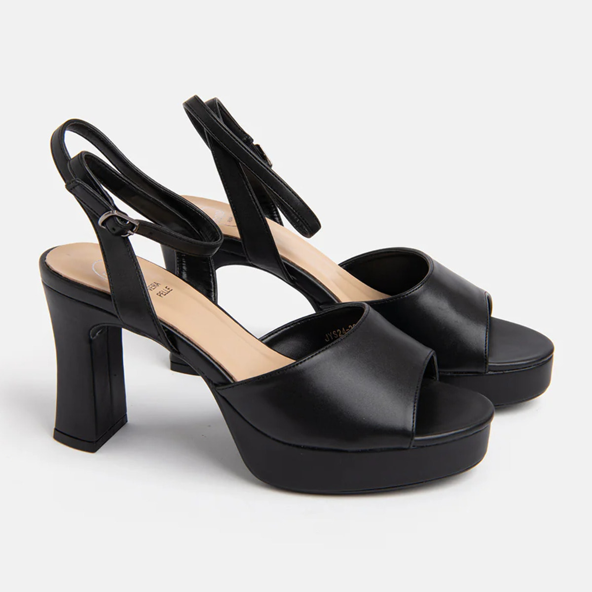 Sandalo con plateau e fascia - NERO