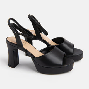 Sandalo con plateau e fascia - NERO