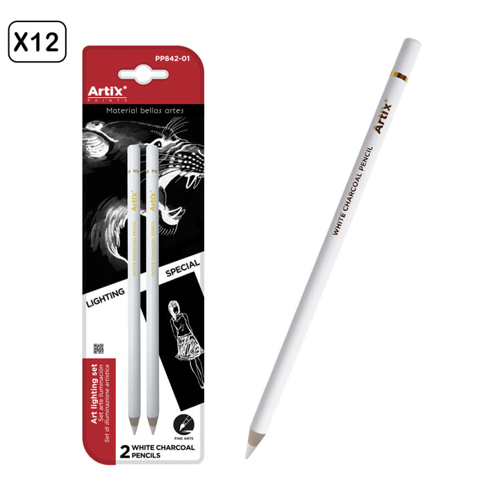 12 pack MATITA DI CARBONCINO BIANCO 2 Uds.