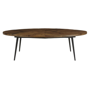 KIARA - Table basse ovale 135x70cm plateau chevrons