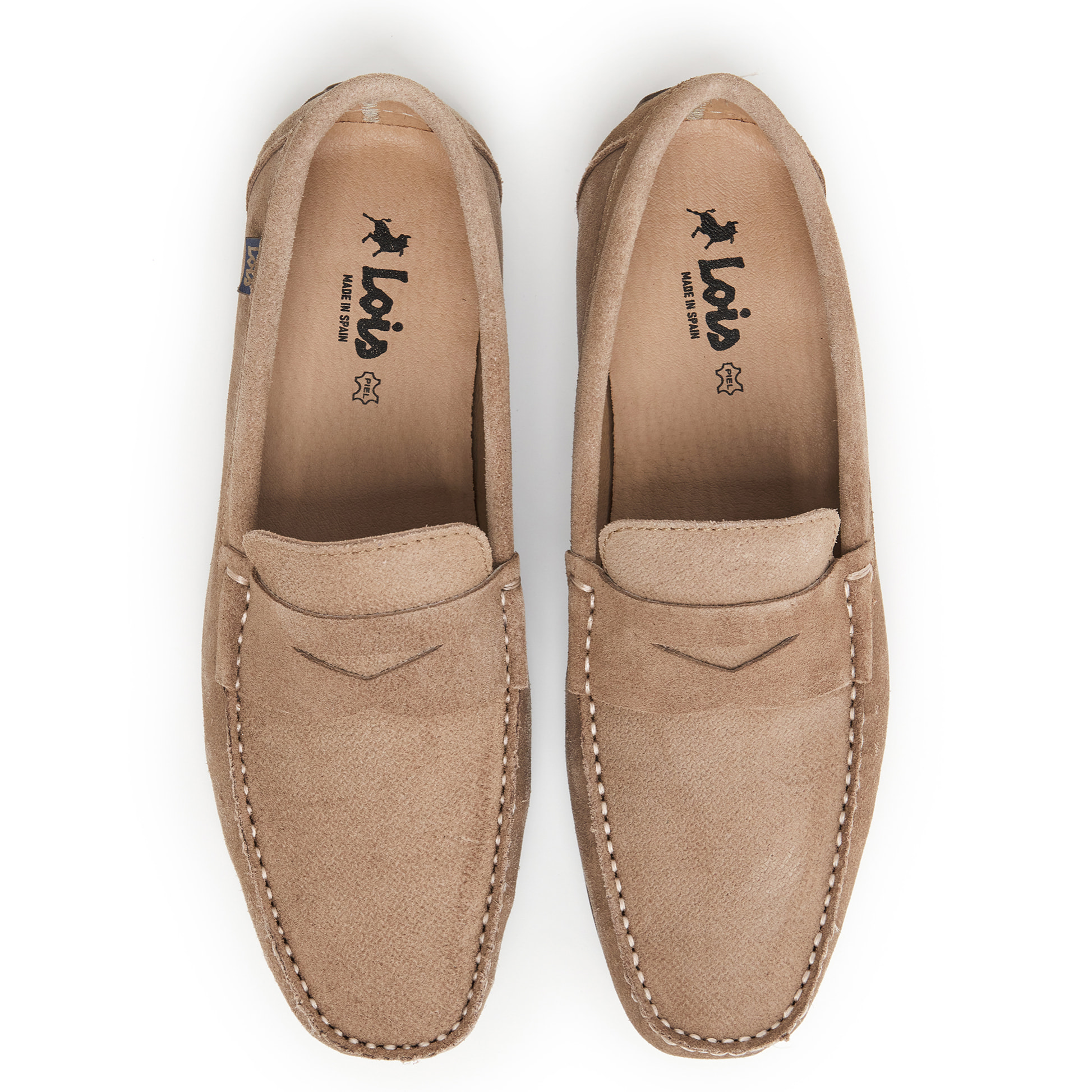 Mocasín de hombre de ante color beige Lois