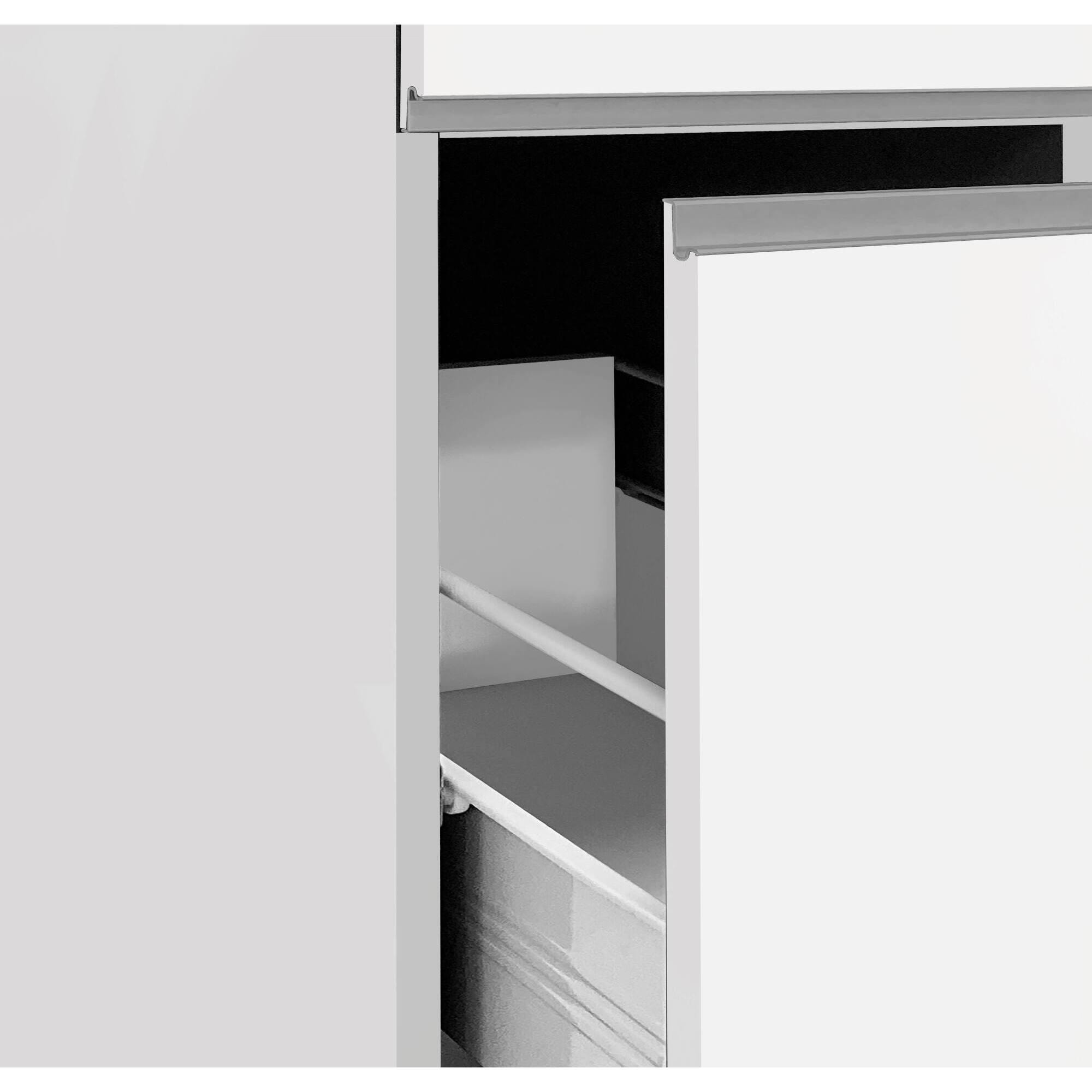 Dispensa da cucina Dcasiragh, Mobile multiuso, Armadio portaoggetti a 2 cassettoni, 100% Made in Italy, 30x60h165 cm, Bianco lucido e Rovere