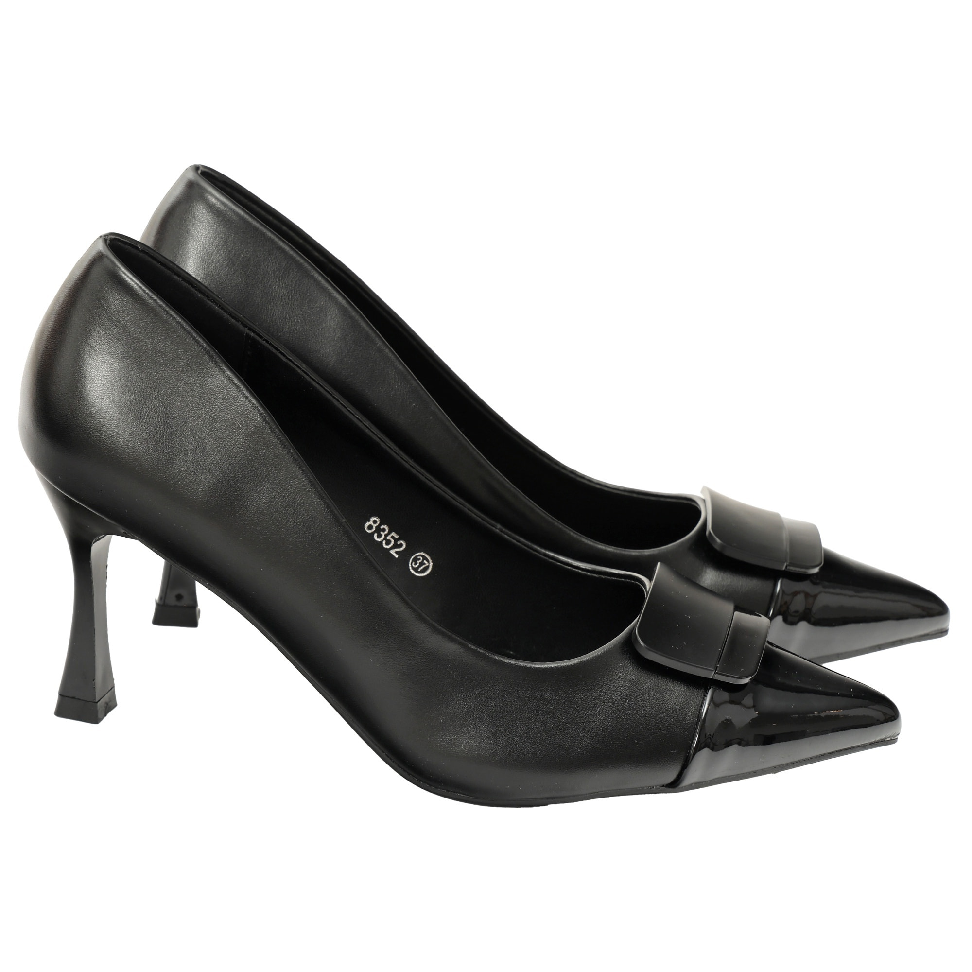 Decolletè in simil pelle con applicazione