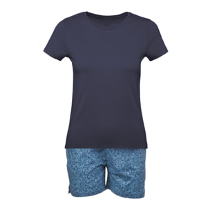 Pigiama leggero DONNA cotone microfantasia blu