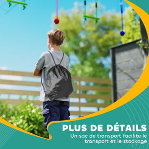 Parcours d'obstacles ninja enfant 10m 10 accessoires max. 50Kg - slackline, sac transport - rouge bleu