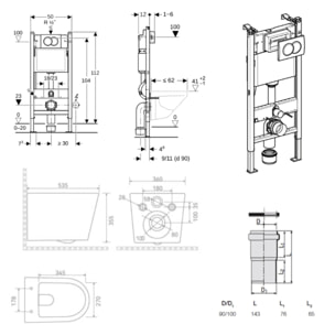 Delta pack WC bâti-support Duofix 112 cm + WC suspendu sans bride Ceramia avec abattant SoftClose + plaque (GEBCE14WT02FR-VP)