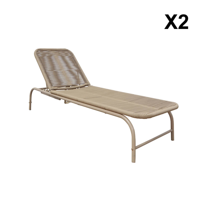 Bain de soleil acier et cordage multi positions (lot de 2) ORIKA