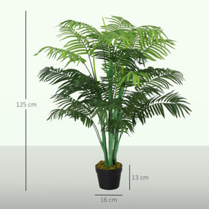 Palmier artificiel Sanwei Kwai H. 125 cm 18 grandes feuilles pot noir inclus