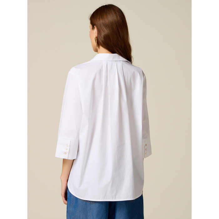 Oltre - Camisa oversize con detalle joya - Blanco