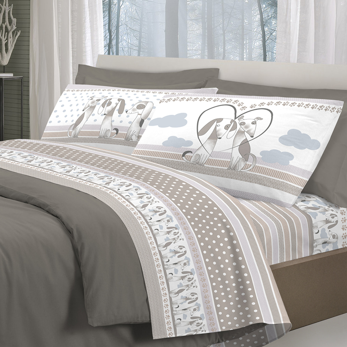 Completo letto baubau beige 100% cotone
