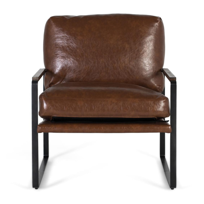 Sillón de Tapizado Pu 70 Cm Estilo Vintage Industrial