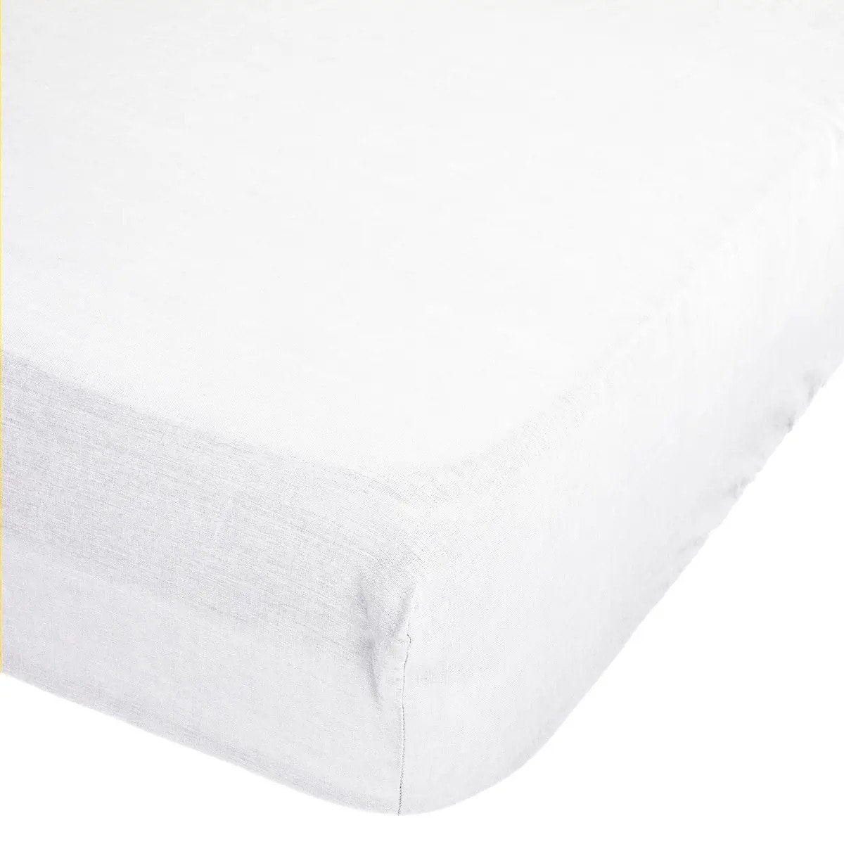 Drap-housse "Linah" - blanc - lin lavé 140x190 cm