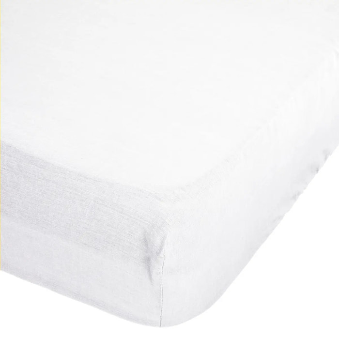 Drap-housse "Linah" - blanc - lin lavé 140x190 cm