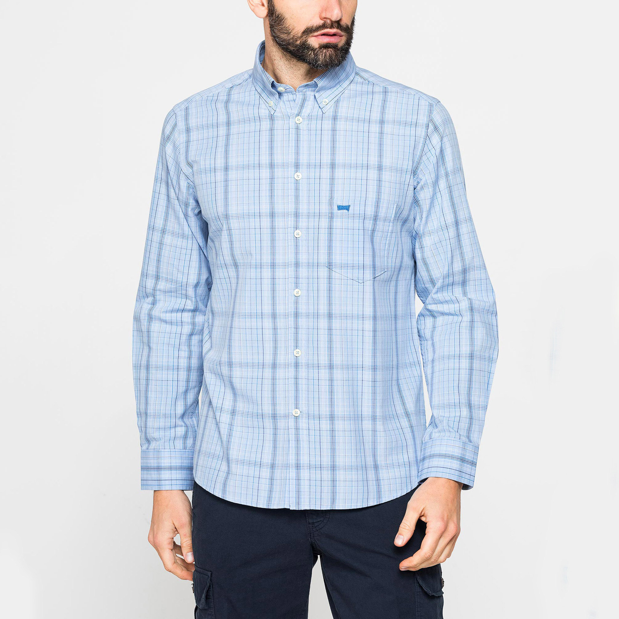 CAMICIA BUTTON-DOWN CON MANICA LUNGA E TASCHINO