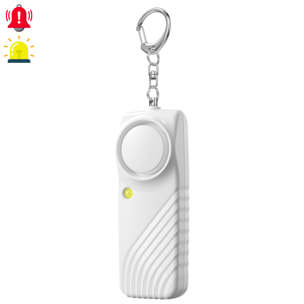 Allarme SOS personale con luce LED brillante e suono di 130dB. Batteria AAA inclusa e attivazione rapida tirando l'anello.