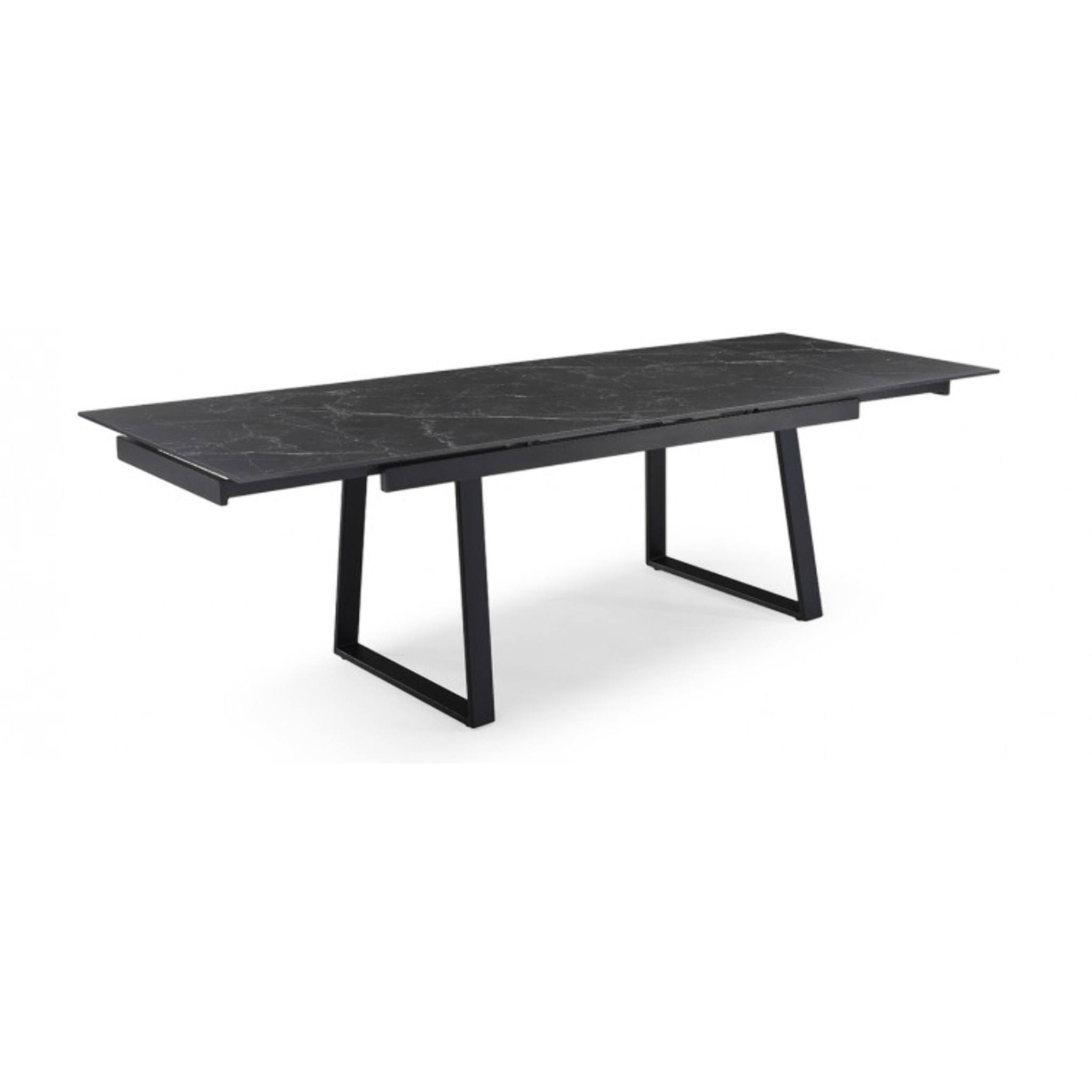 Table extensible en céramique marbré noir L160/240cm - 9 piètements - UNIK