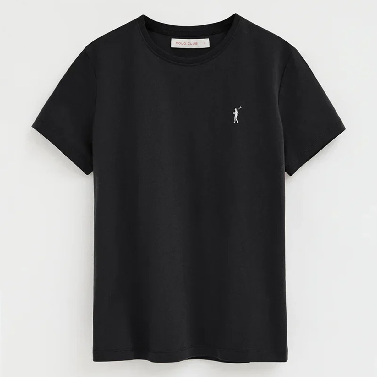 Camiseta negra de manga corta y cuello redondo con bordado Rigby Go
