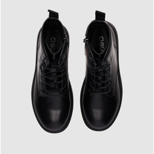 Botines de Piel Sintética - Negro - Tacón: 3 cm