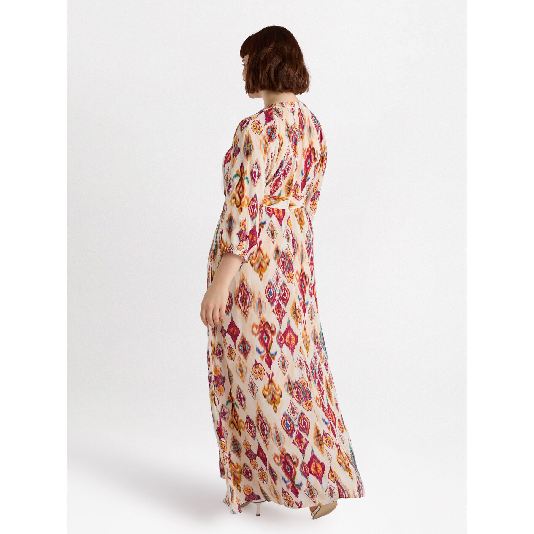 Fiorella Rubino - Vestito lungo dalla stampa ikat - Beige