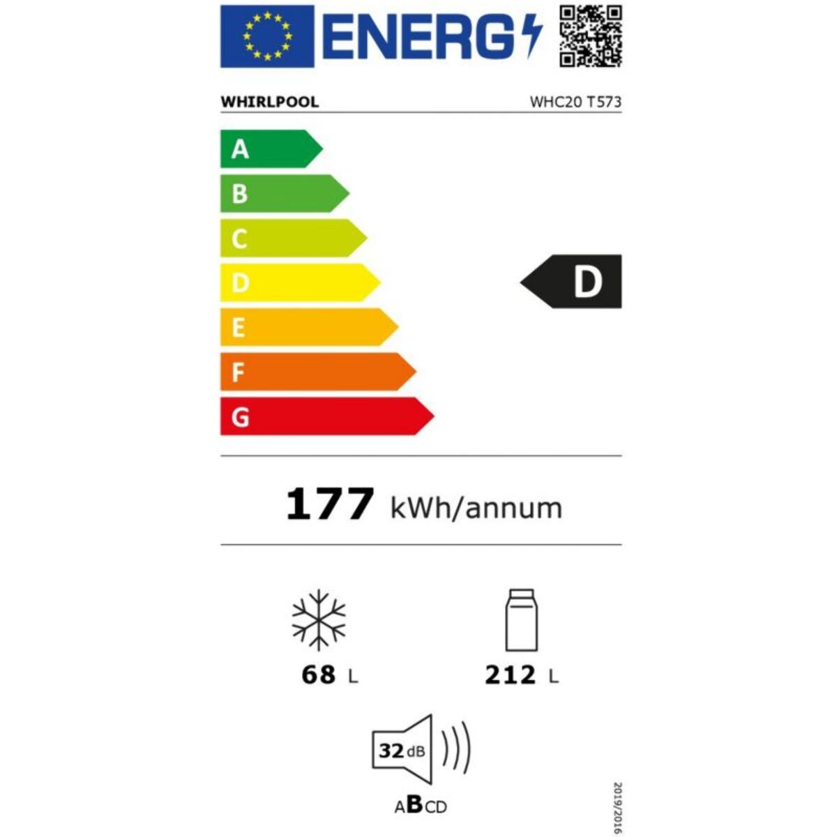 Réfrigérateur combiné encastrable WHIRLPOOL WHC20T573 SupremeSilence