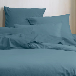 Taie d'oreiller unie en coton bio - Bleu