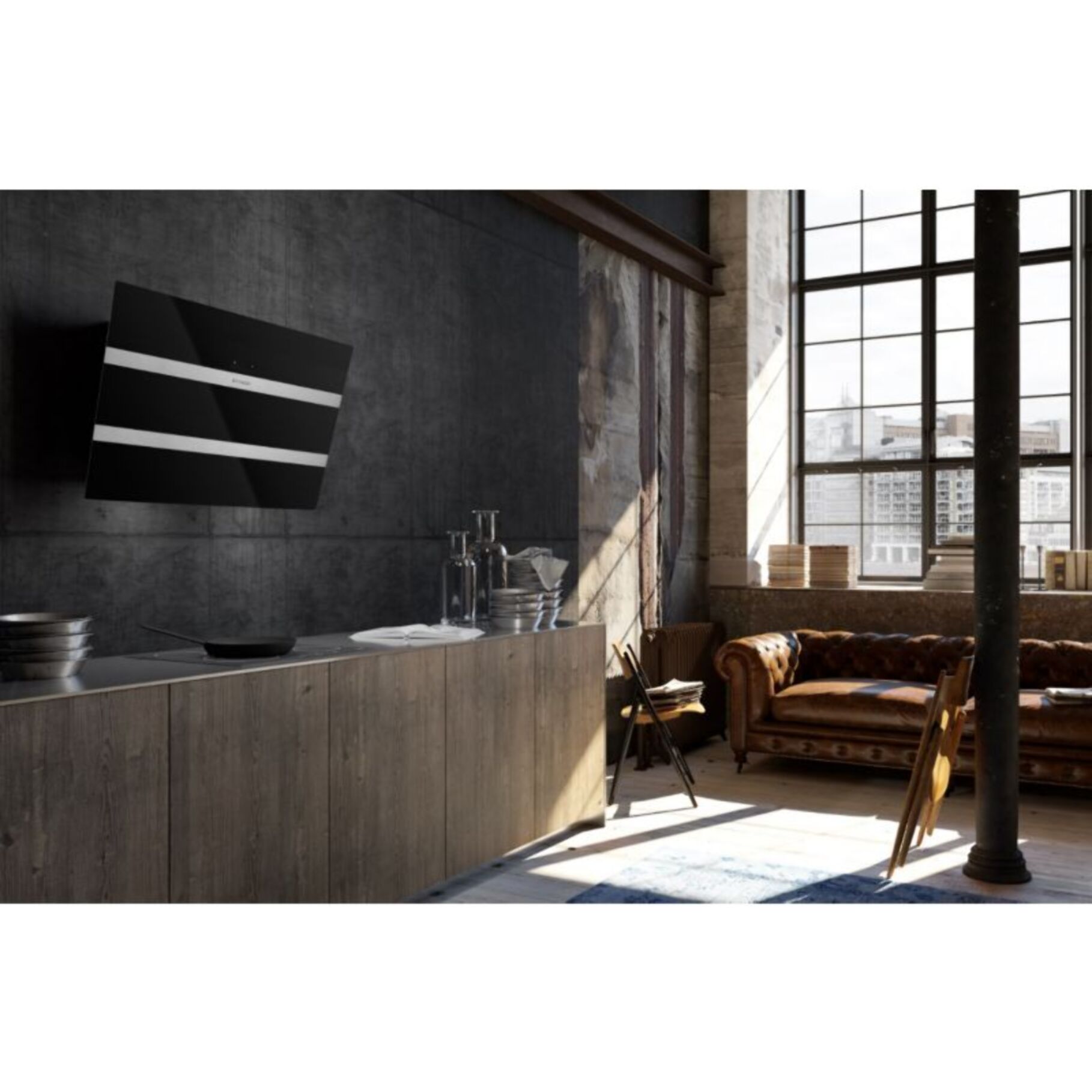 Hotte décorative murale inclinée FABER STEELMAX 800 NOIR/INOX