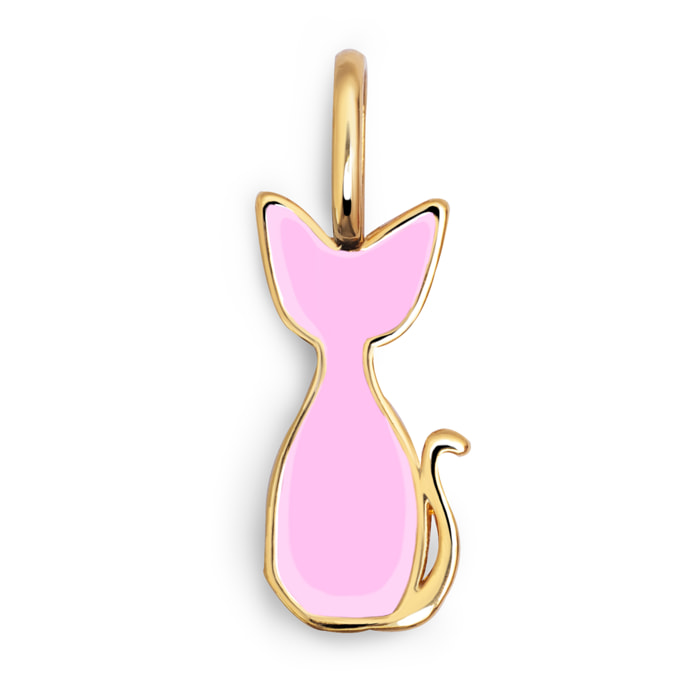 Charm Salem Cat Enamel Pink Placcato Oro