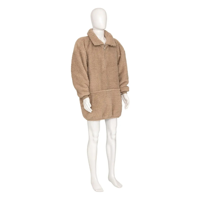 Pouf pliant Sherpa beige lin 70x85cm