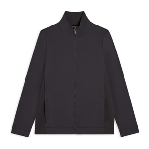 Felpa donna full-zip con inserti in tessuto micro-trecce