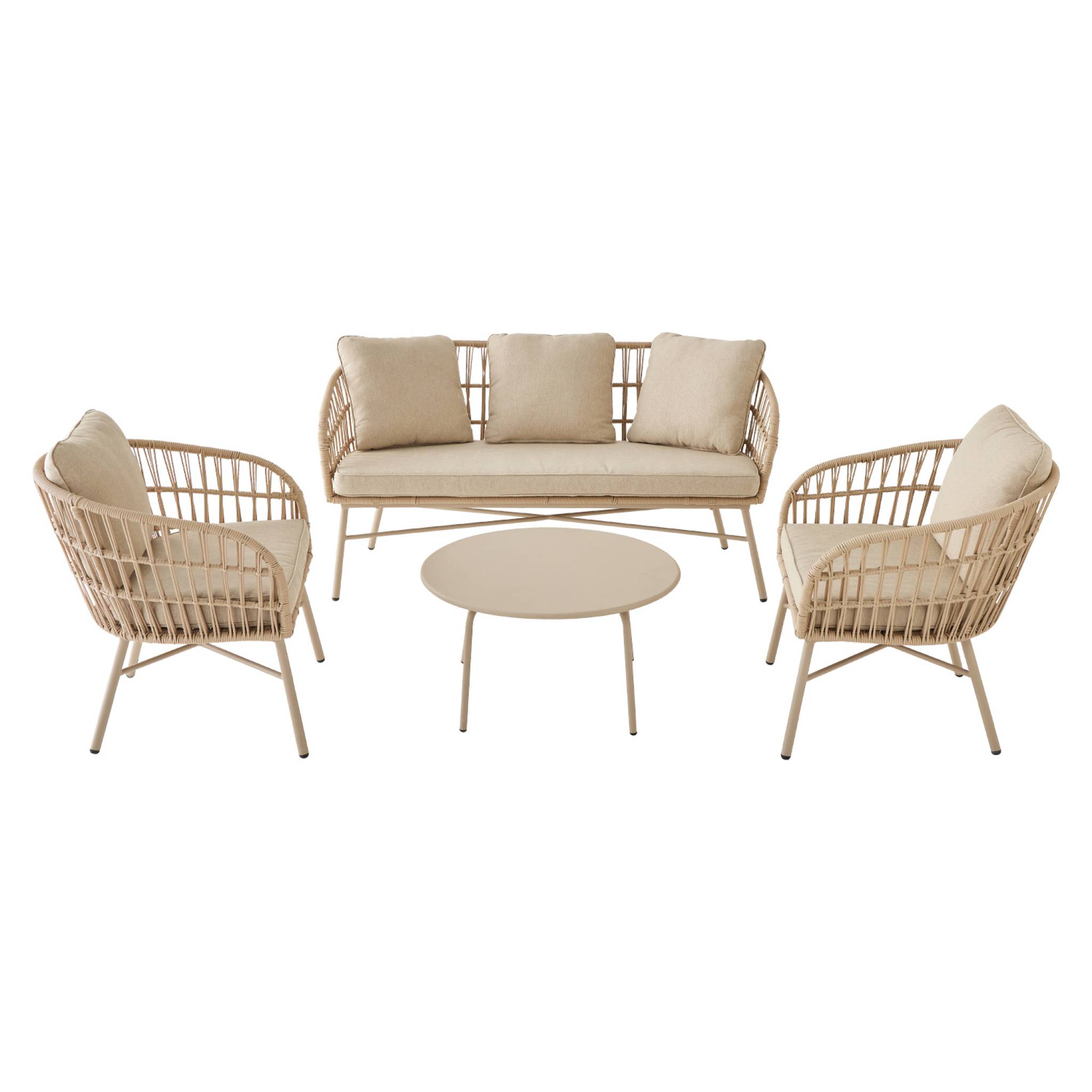 Salon de jardin acier et cordes 4 places VATUO