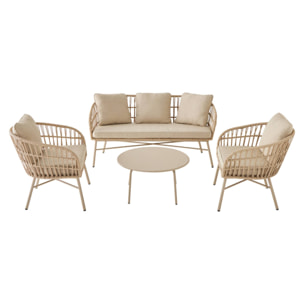 Salon de jardin acier et cordes 4 places VATUO