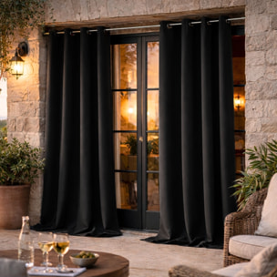 Rideau d'extérieur en tissu déperlant - Noir