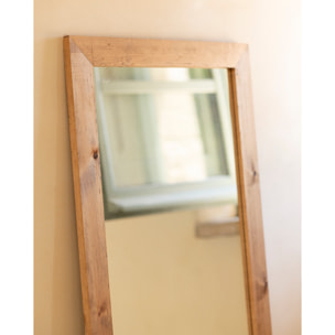 Espejo rectangular de madera de pino en tono natural de 60x160cm Alto: 160 Largo: 60 Ancho: 2