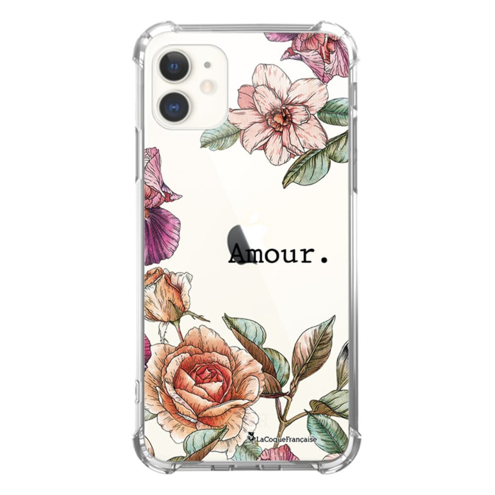 Coque iPhone 11 anti-choc souple angles renforcés transparente Amour en fleurs La Coque Francaise