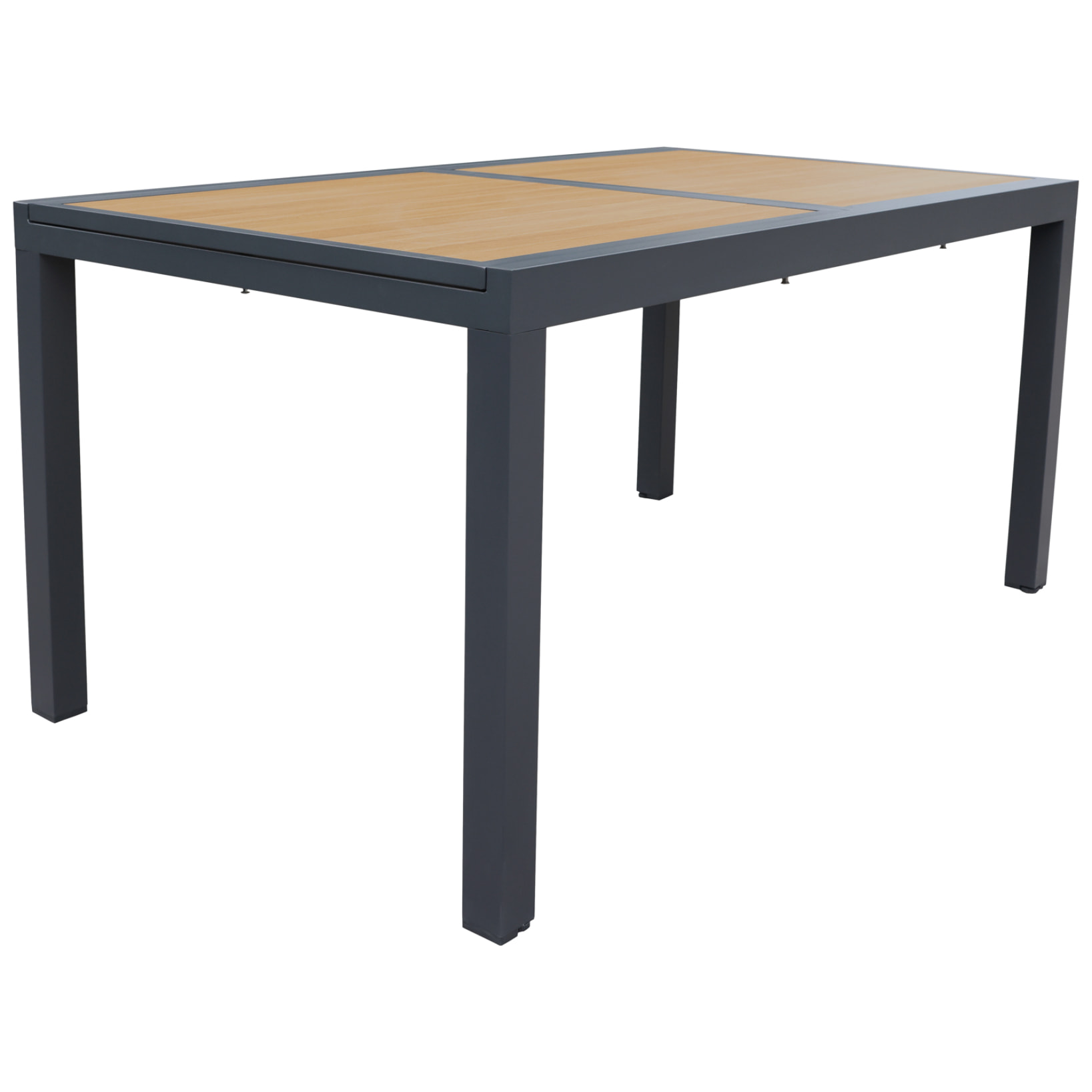 Salon de jardin PALERMO extensible en textilène gris 8 places - aluminium anthracite et effet bois