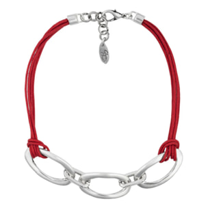 Gargantilla plata rojo chapado 3links rojo 40cm