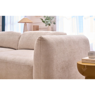 Canapé convertible 4 places avec coffre en tissu velours chenille beige SWELL