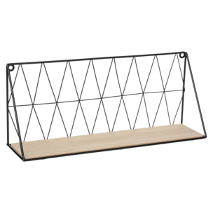 Étagère murale métal filaire noir 48x20cm