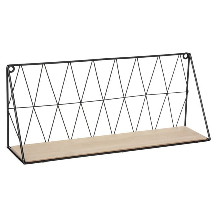 Étagère murale métal filaire noir 48x20cm