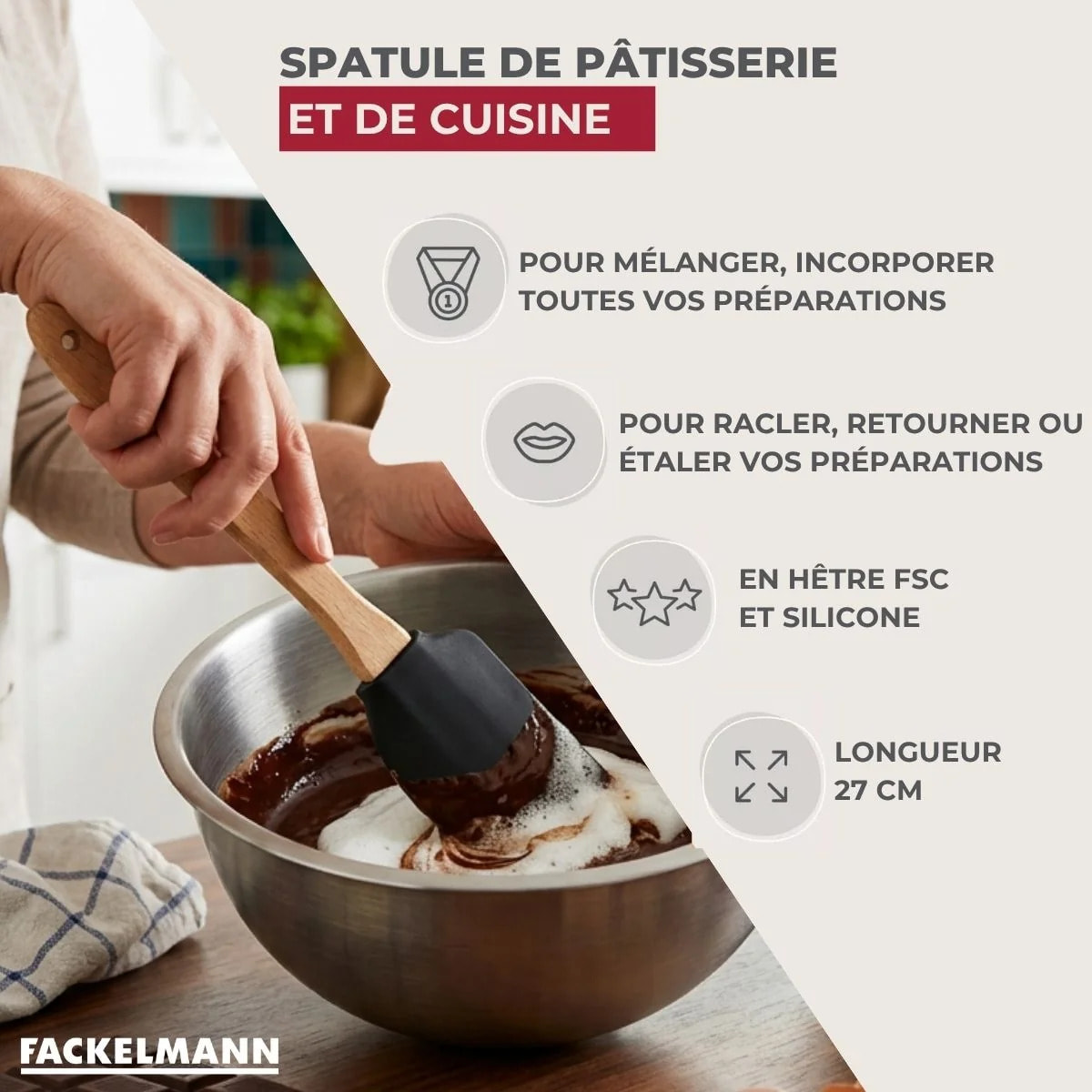 Spatule à pâtisserie silicone 27 cm Fackelmann Acacia