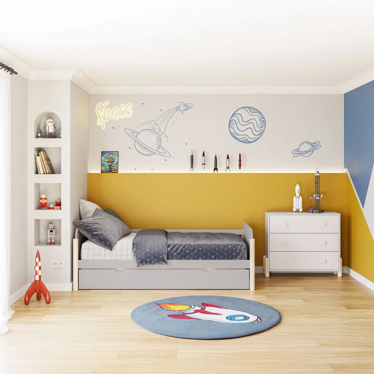 Cama doble juvenil Misty Dawn Beige - Oak Soft