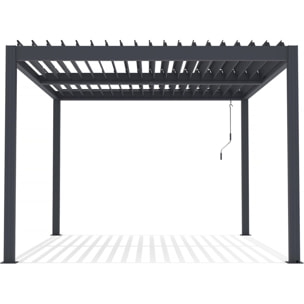Pergola bioclimatique avec led "Windsor premium" en aluminium 3 x 4 - Gris
