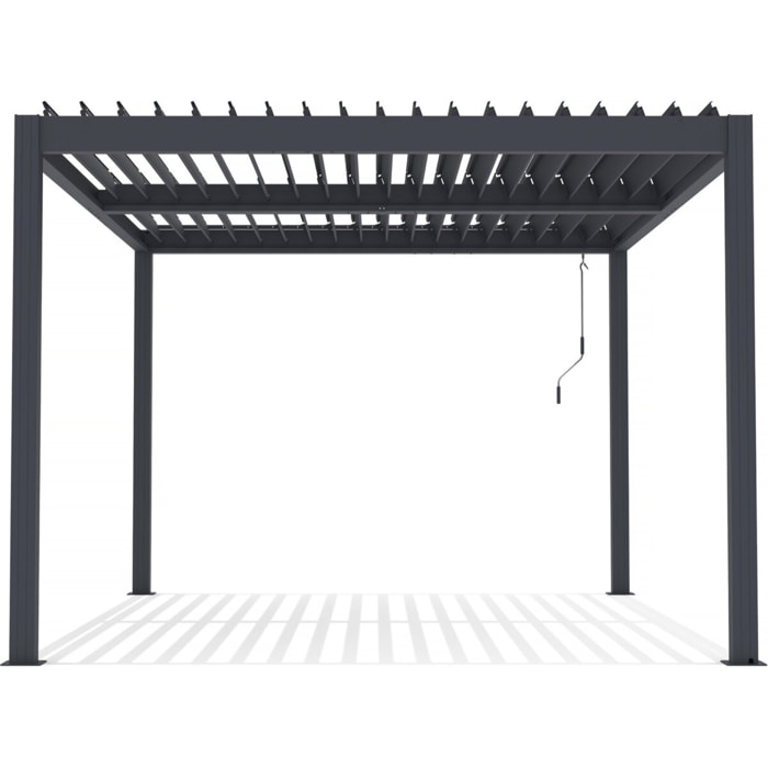 Pergola bioclimatique avec led "Windsor premium" en aluminium 3 x 4 - Gris