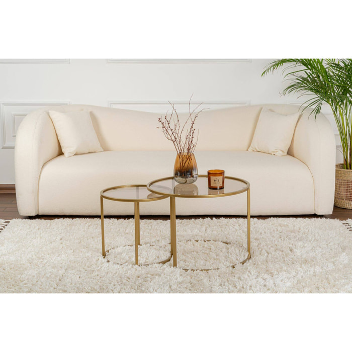 Set di 2 tavolini da salotto Xaden, Tavolo basso da caffè, Portariviste per divano, Ripiano da soggiorno, 60x60 h43 cm, Oro e Bronzo