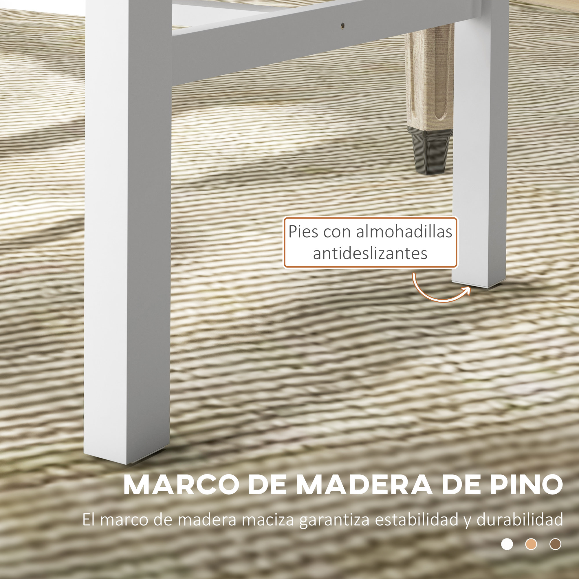 Juego de 2 Sillas de Comedor de Madera de Pino, Sillas de Cocina con Respaldo Alto de Listones, para Comedor, Salón, Blanco