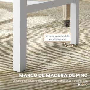 Juego de 2 Sillas de Comedor de Madera de Pino, Sillas de Cocina con Respaldo Alto de Listones, para Comedor, Salón, Blanco