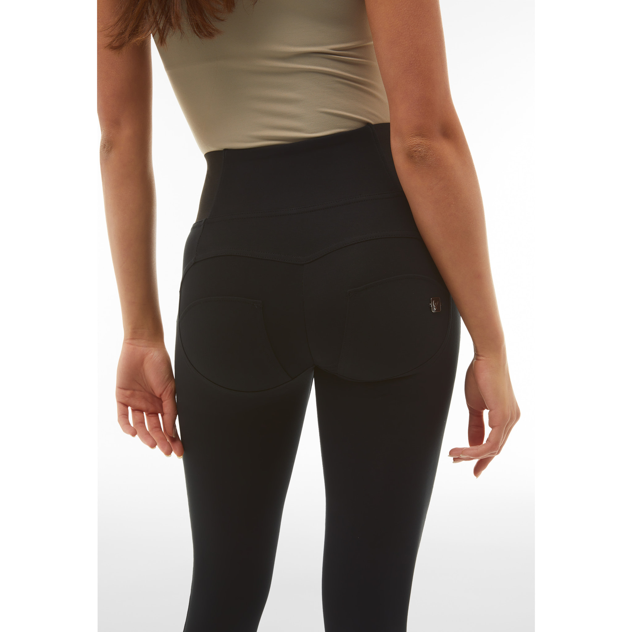 Pantaloni push up WR.UP® in jersey e vita alta con elastici