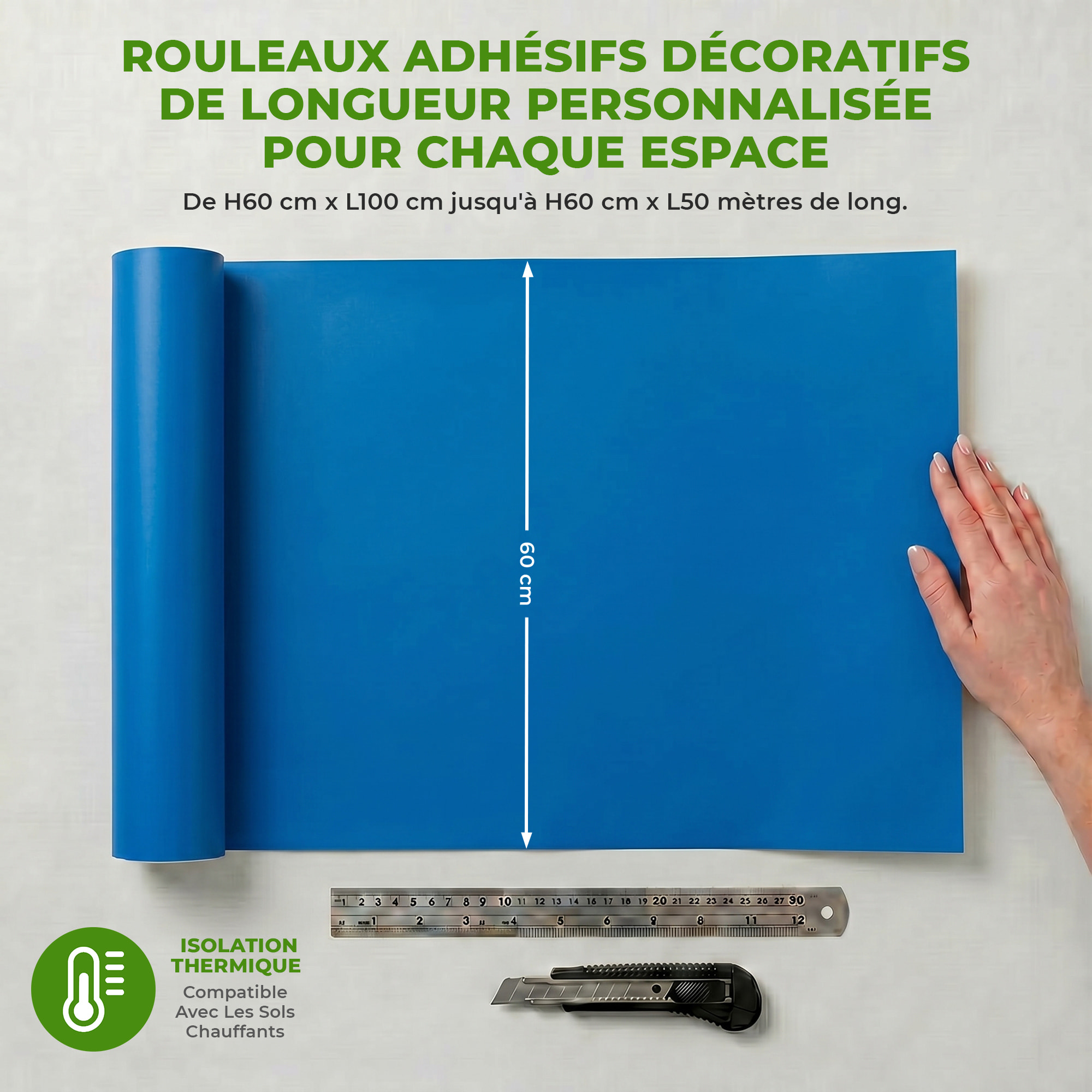 Rouleau adhésif décoratif Vinyle au Mètre - Bleu marine - Sticker Lavable Imperméable Mur Cuisine Meubles