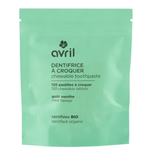 Dentifrice à Croquer Certifié Bio - Recharge de 120 Pastilles de Dentifrice 10 g