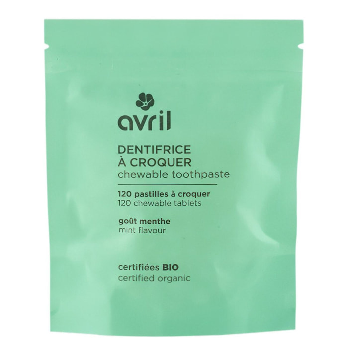 Dentifrice à Croquer Certifié Bio - Recharge de 120 Pastilles de Dentifrice 10 g